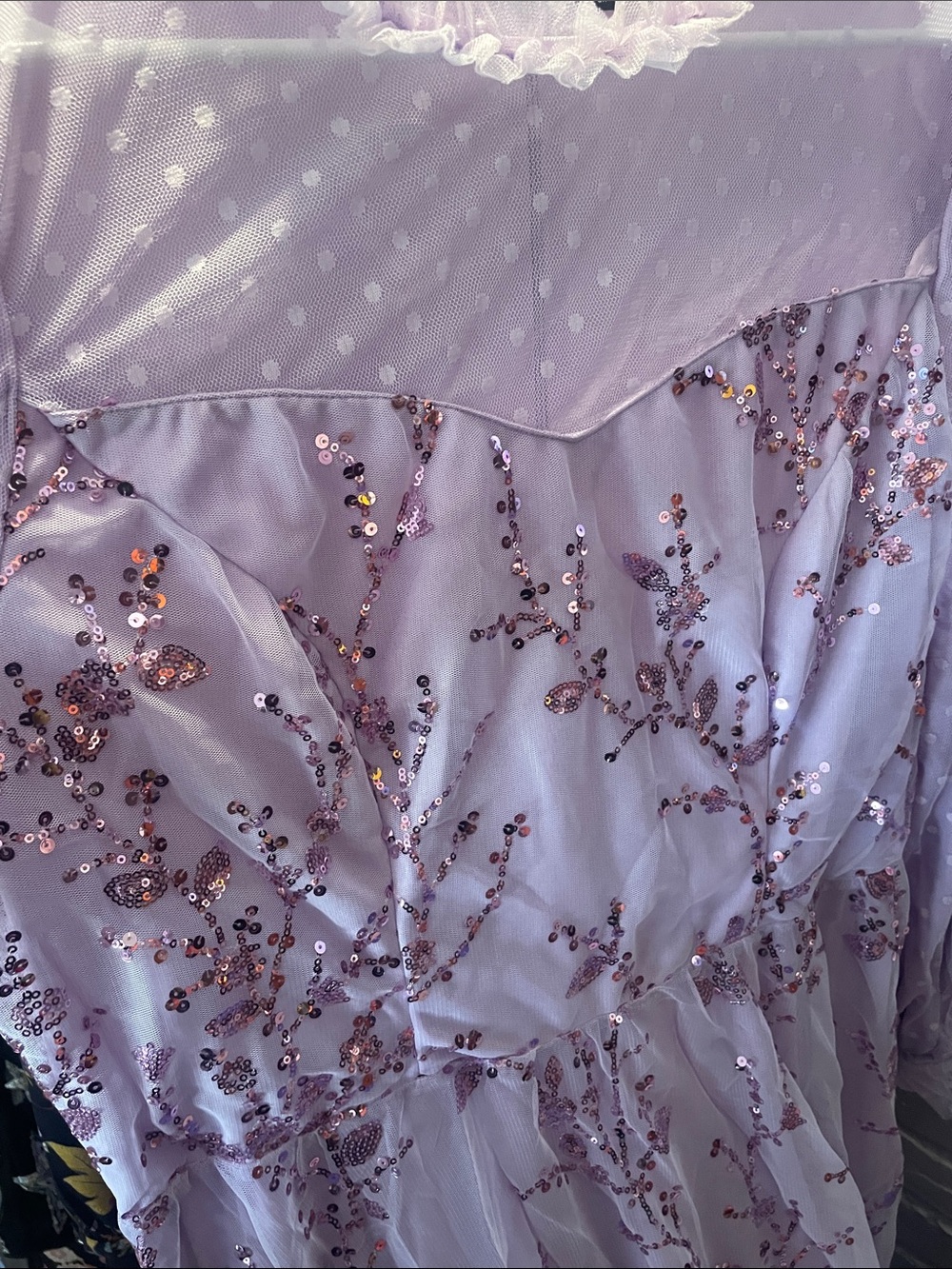 Simple Lilac Ruffle Mesh Dress - Picture 5 of 7